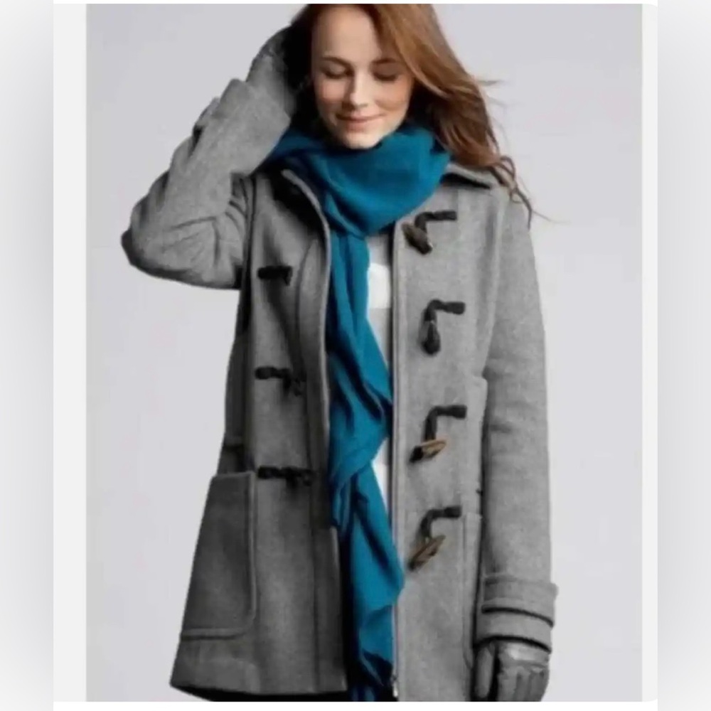 BANANA REPUBLIC Heather Gray Toggle Zip Wool Coat Jacket. XS